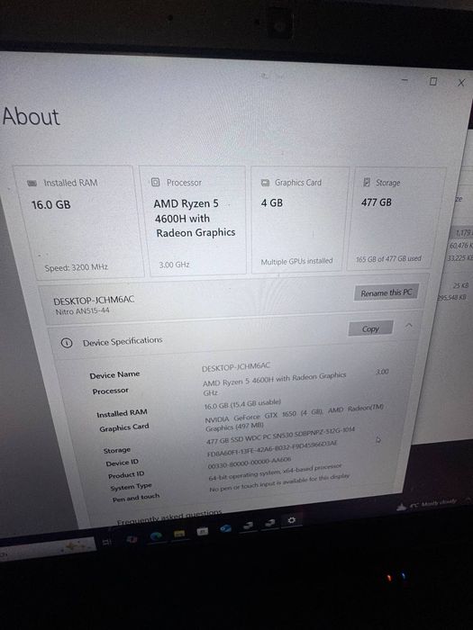 Acer Nitro 5 GTX1650