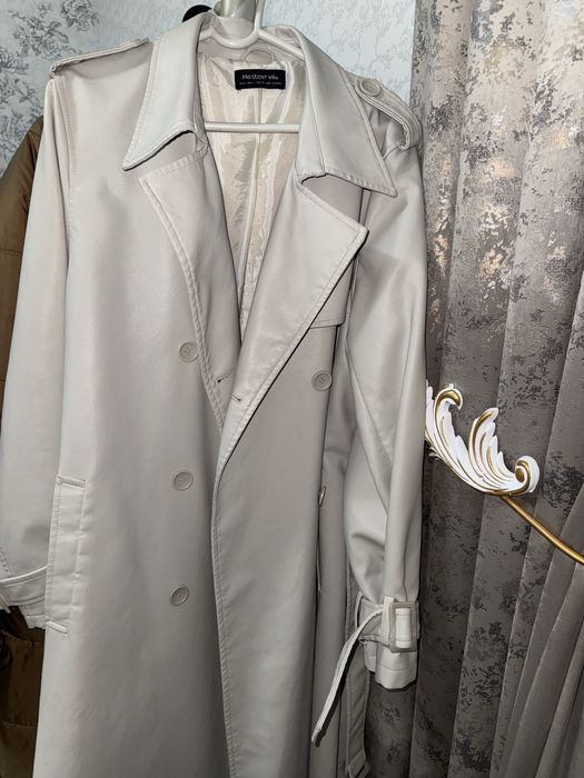 Кожаный плащь размер L