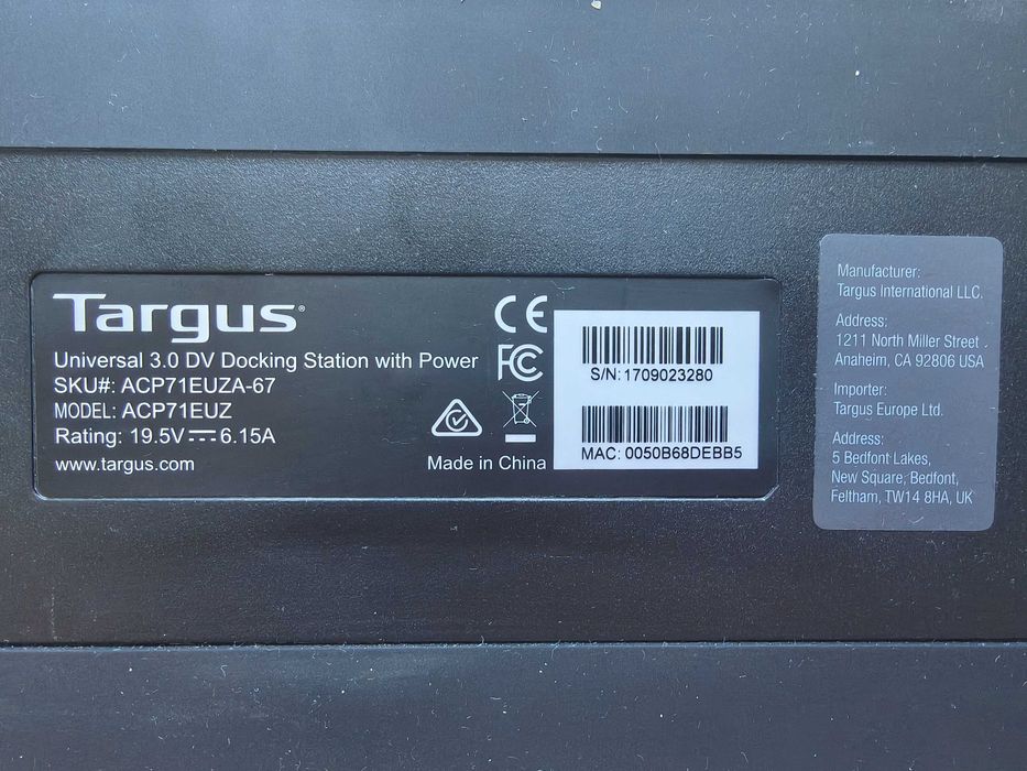 Docking station universal USB 3.0 HDMI DVI. Model Targus ACP71EUZ