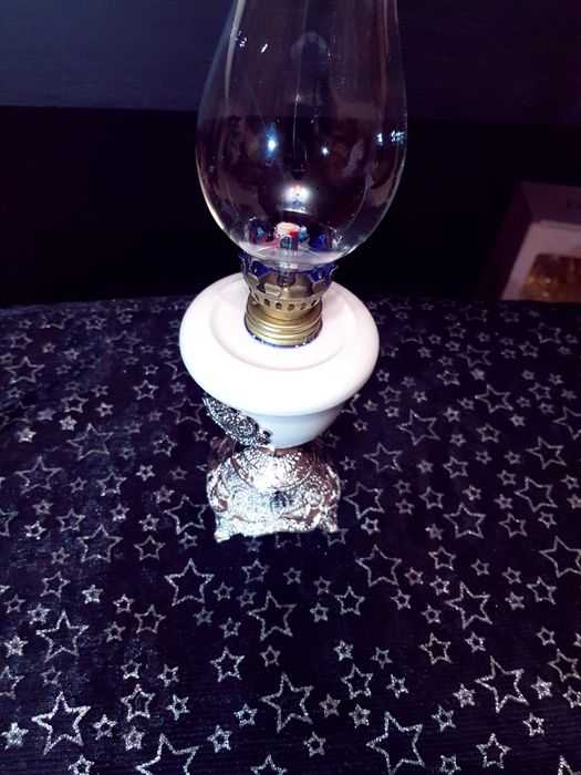 Lampa pe gaz,placata cu argint