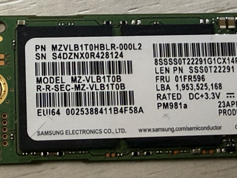 Samsung SSD 1 TB M2 2280 NVMe