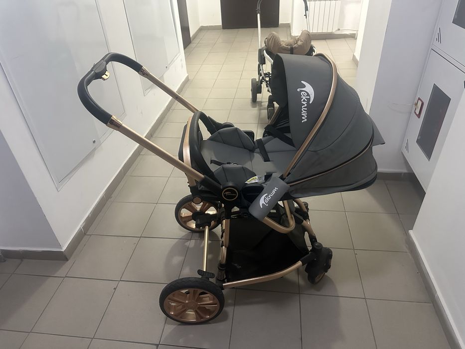 Коляска золотая алюминий 2в1 прогулочный