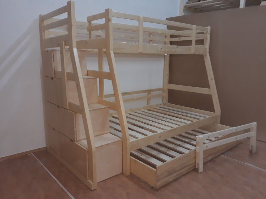 TRANSPORT GRATUIT.Pat etajat-supraetajat din lemn masiv.Cod 3504.