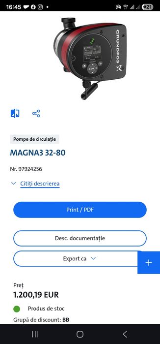Grundfos Magna 3 pompa recirculare nou nefolosita