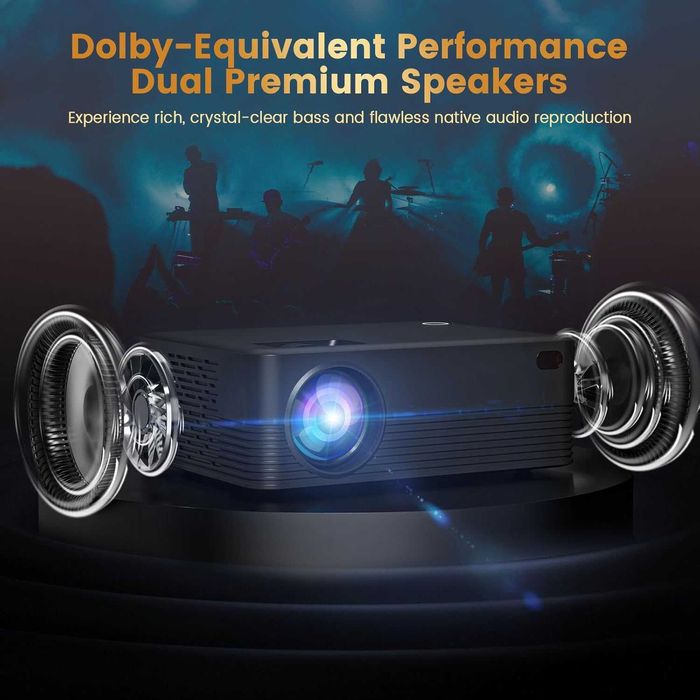 Мини преносим проектор с WiFI и Bluetooth, Native 1080P Full HD, черен