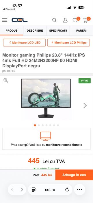 Monitor Gaming Philips 24M2N3200NF/00 – 144Hz – Pentru piese