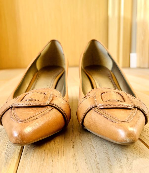 Кафяви кожени обувки Кларкс/ Brown Clarks Leather Court Shoes No 38.5
