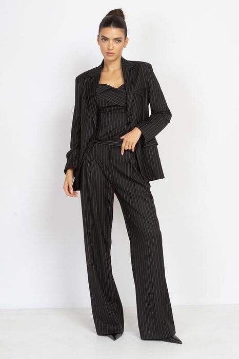 Cliche Бюстие с прехлупване в черно на райета