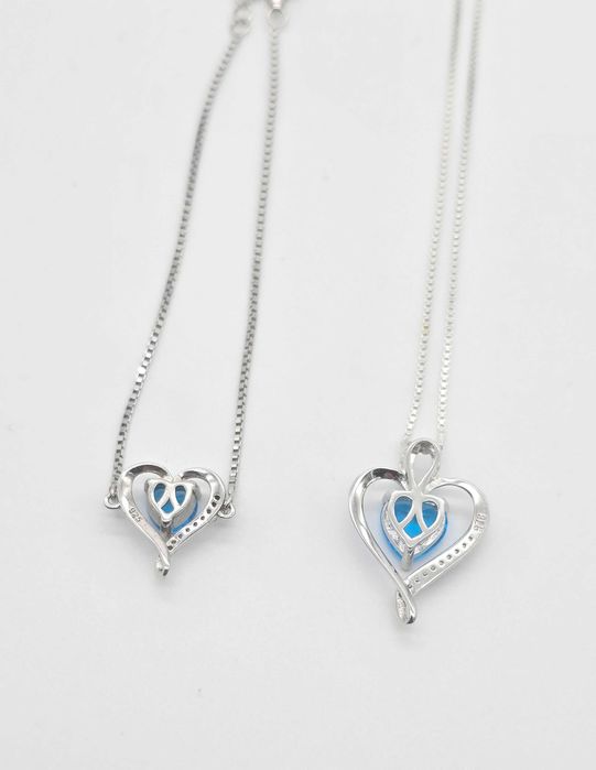 Комплект изящно сребърно Колие и Гривна със Сърце проба 925 и Цирконий