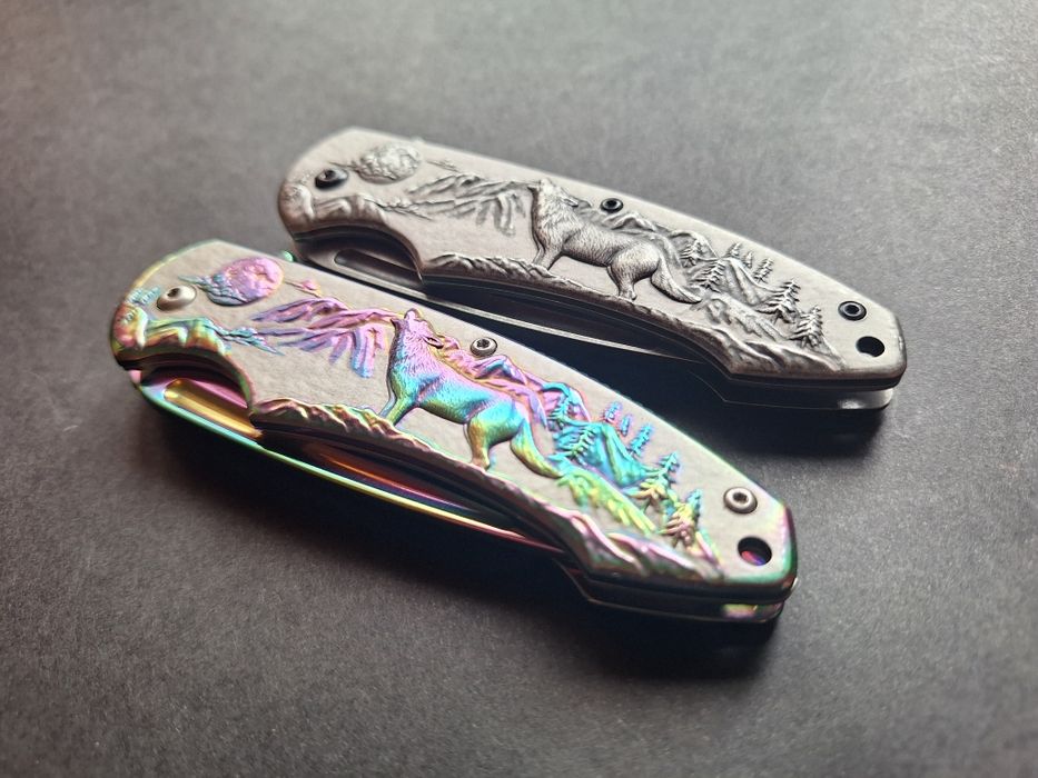 Сгъваем полуавтоматичен 3D релефен нож-Вълк