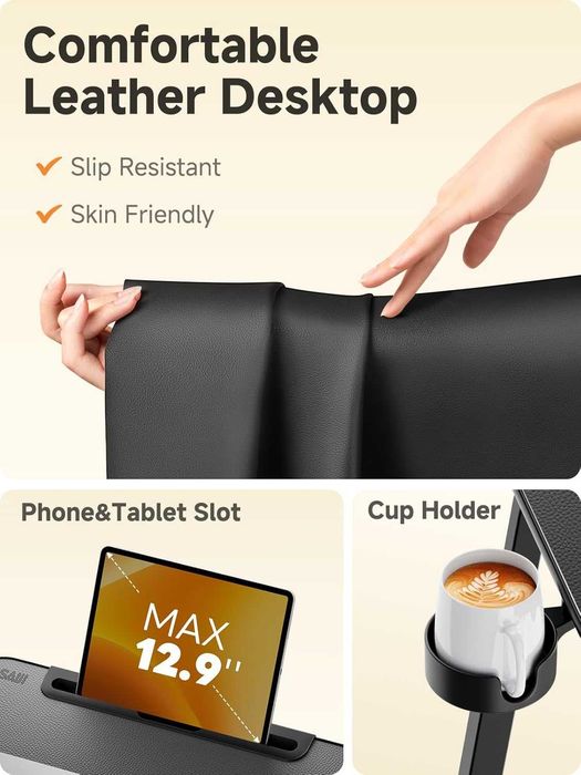 SAIJI помощна маса с регулируема височина и поставка за чаша