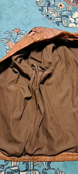 Jachetă / Sacou lung damă piele naturală patchwork maro XL - 50 Lei