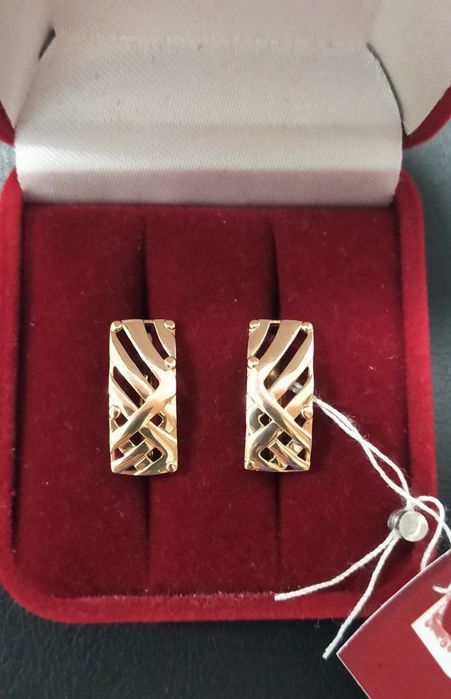 Золотые новые серьги 585 пробы