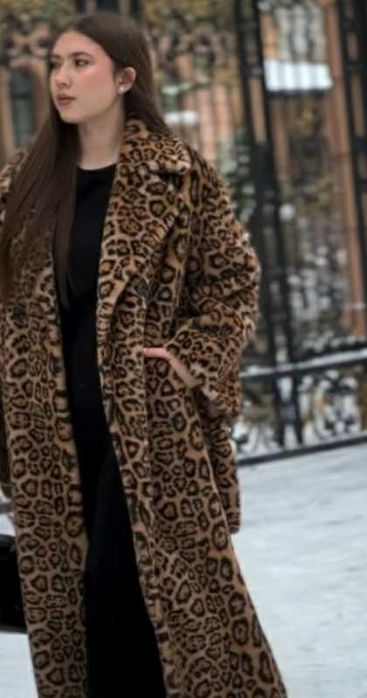 Шуба с леопардовым принтом