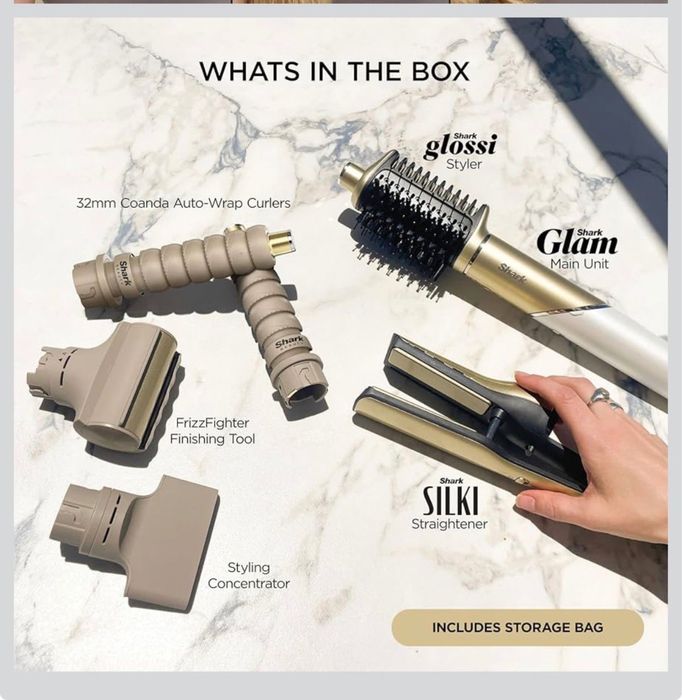 Shark Glam Sleek Straight Waves & Curls Multi-Styler HD6051S (5 in 1 ) pachet EXTRA FULL SIGILAT