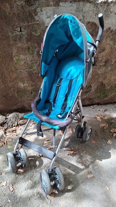 Cărucior sport Coto Baby, pliabil tip umbrelă, turcoaz/gri – Stare bună
