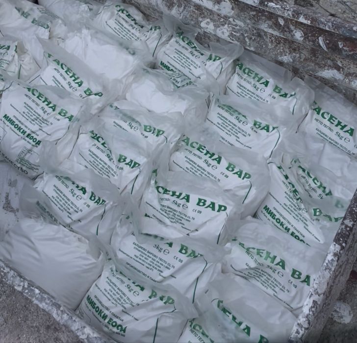 Варов разтвор 20 кг, Гасена вар 5 кг, Пясък 20 кг, Баластра 20 кг