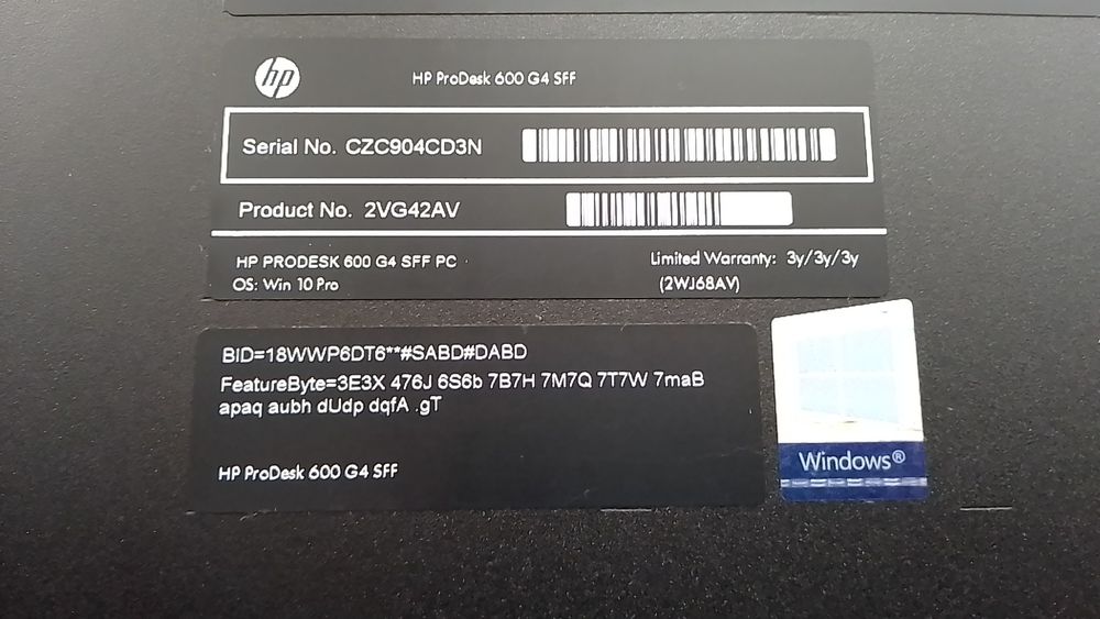 Hp ProDesk 600 G4 sff, Pentium Gold G5500 16gb ram 256gb ssd 500gb hdd