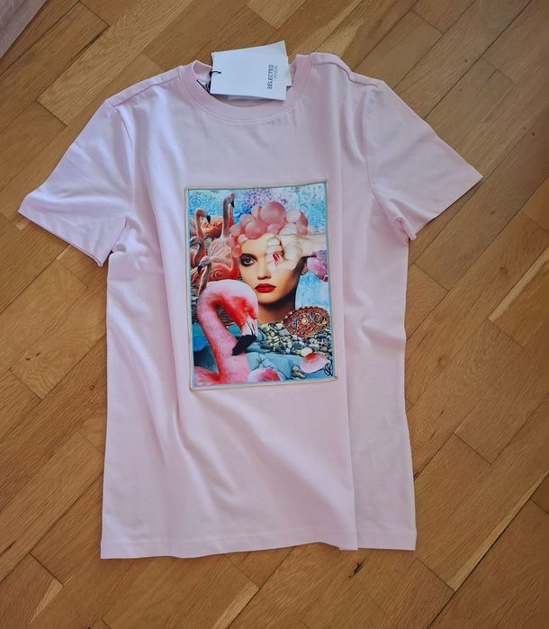 Дамска тениска ръчна декорация. Нови!