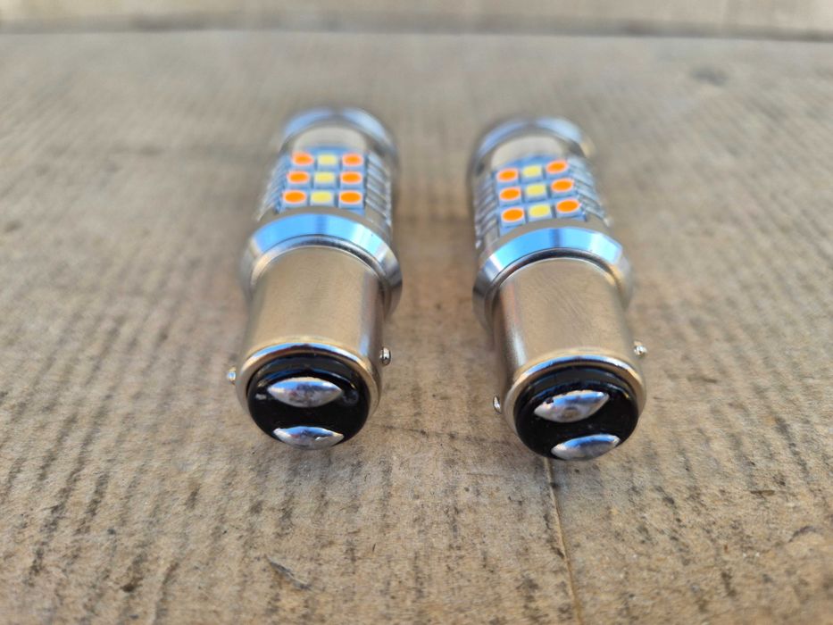 LED крушки оранжево и бяло двойна светлина DRL дневни светлини 1157