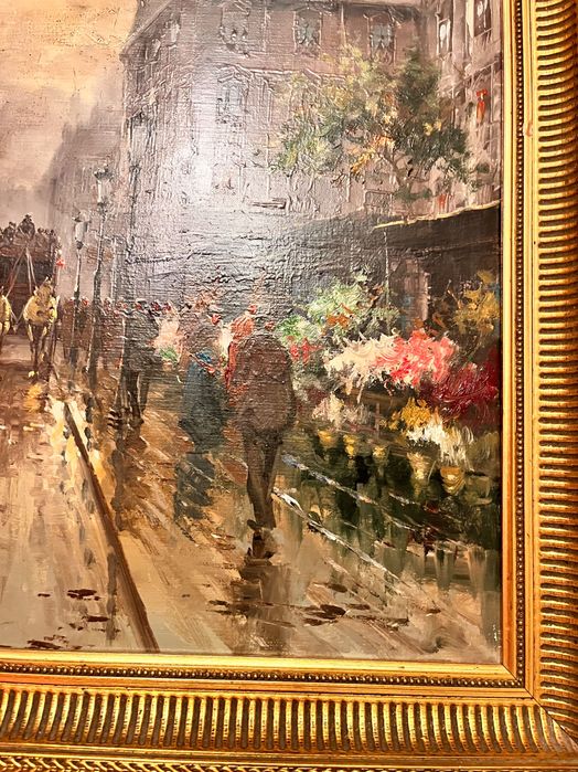 Tablou școală franceză semnat ulei pe pânz