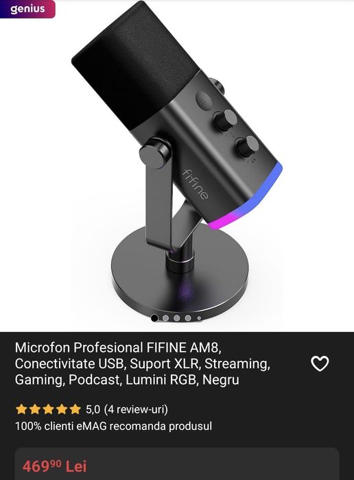 Fifine AM8 + Fifine SC3 – podcast/streaming setup – folosit 20 de zile