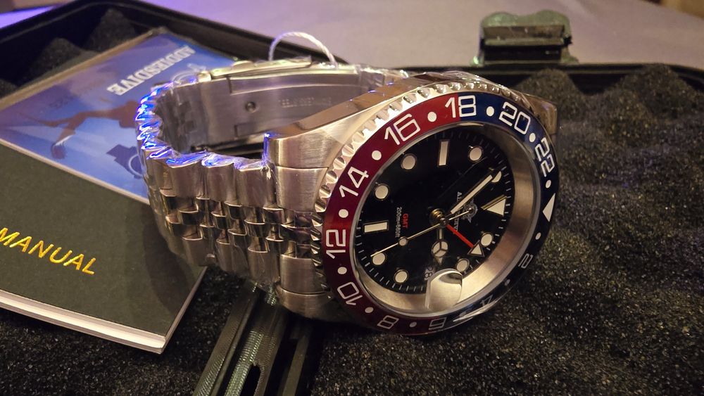 Addiesdive A2050,Rolex GMT Master II Pepsi хомаж, швейцарски кварц
