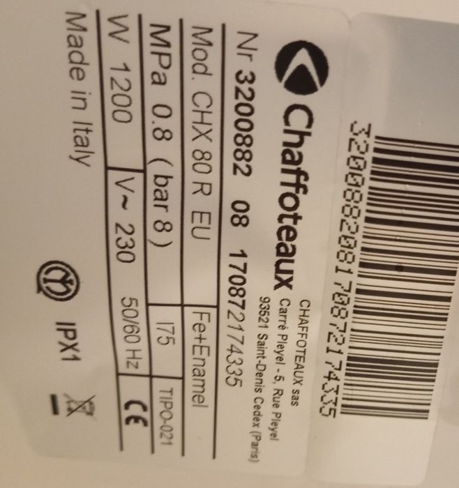 Boiler Chaffoteaux, 80 litri, 1200W