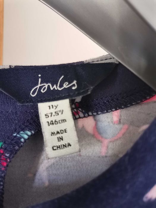 Тъмносиня детска рокля с дълъг ръкав, размер 146