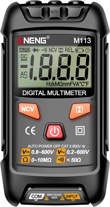 Multimetru digital automat, cu 2 cabluri, Afisaj LCD, tester diode/baterii, continuitate