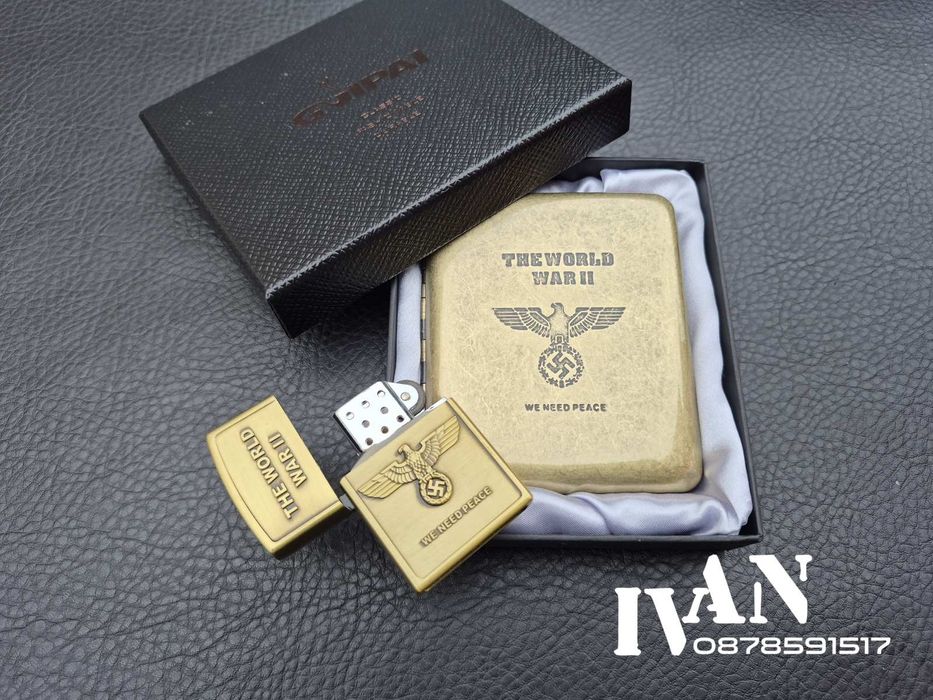 Табакера от месинг и газова запалка