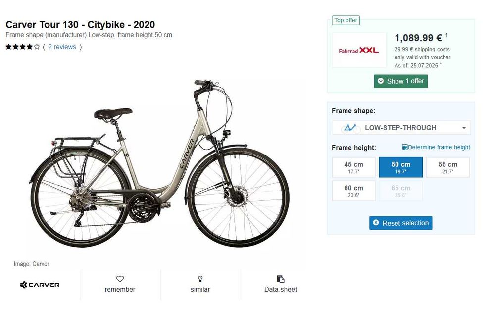 Bicicleta Trekking Carver Low-step Woman 28 Tour 130