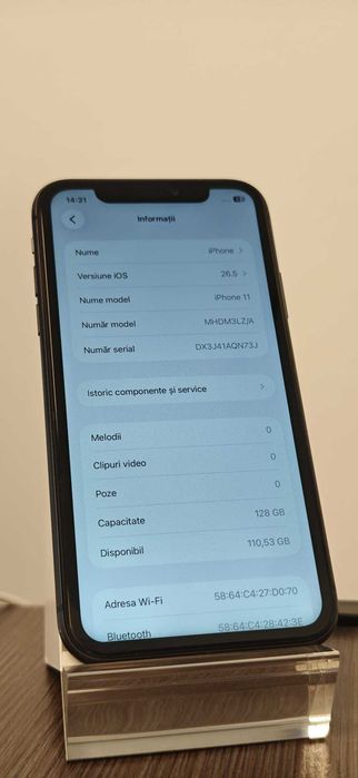 iPhone 11 128GB Black | Face ID | Baterie 91% | Husă inclusă