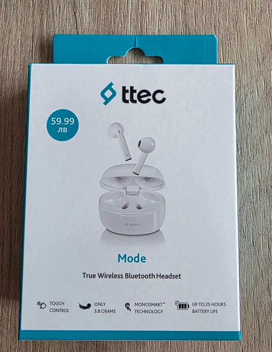 Чисто нови безжични слушалки ttec Mode TWS (БЕЛИ)
