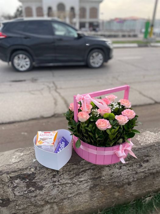 Букет Карзина цветы гуллар атиргул gul beket  роза доставка йецт