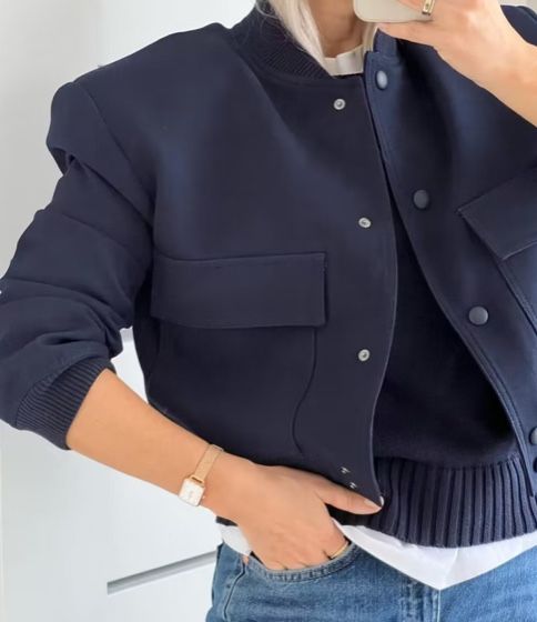 Бомбер темный синий