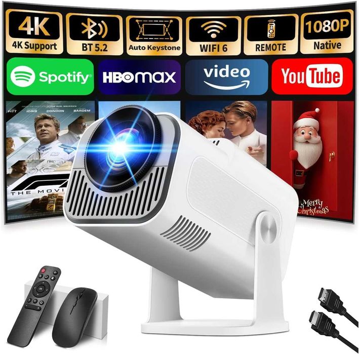 Смарт Проектор Nonete 4K/1080P - Android TV, WiFi 6, Bluetooth