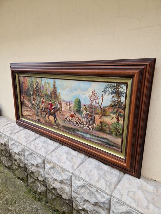 Топ - Уникална голяма антикварна авторска картина масло върху платно