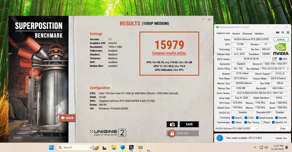 Unitate PC Intel i5 11400+16Gb DDR4+nVidia RTX 2060 Super 8Gb+SSD 1Tb