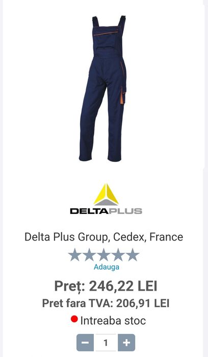 Pantaloni salopeta Delta Plus, masura L