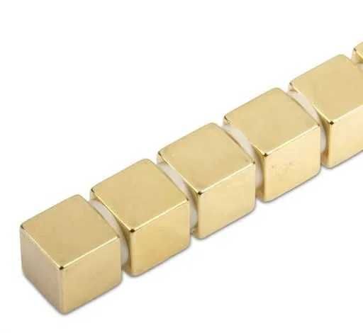 Magnet Puternic neodim cub aurit cu latura de 10 mm si forta de ~ 4 KG