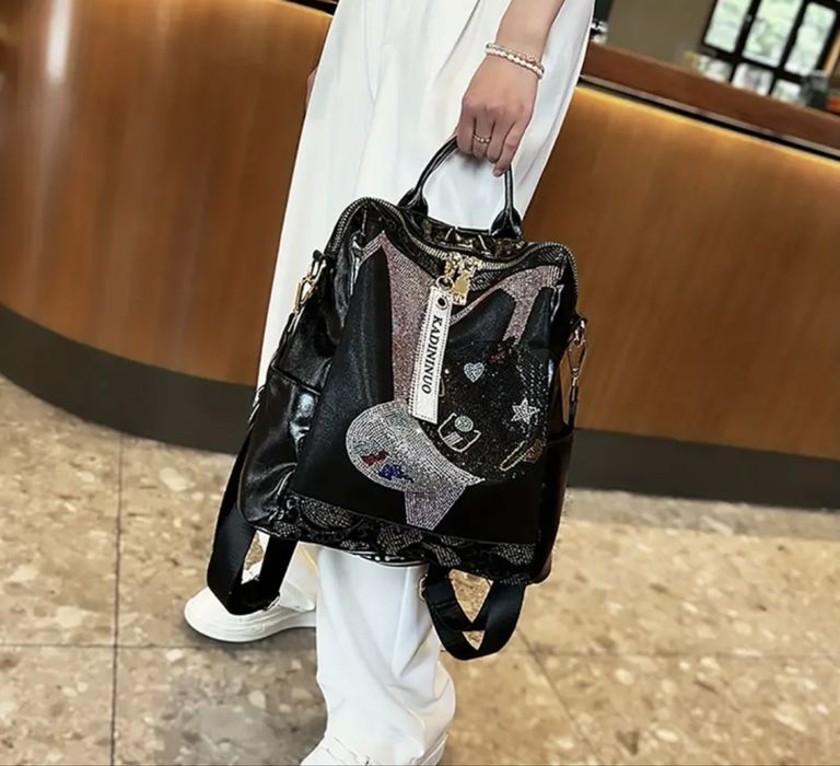 Раница-чанта покрита с кристалчета