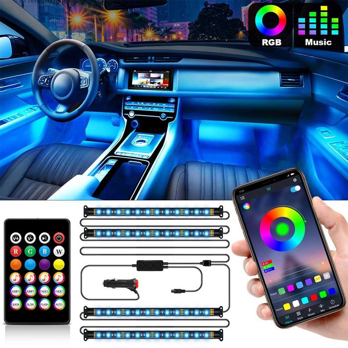 LED ленти , цветомузика за автомобил . Интериорно осветление AT12