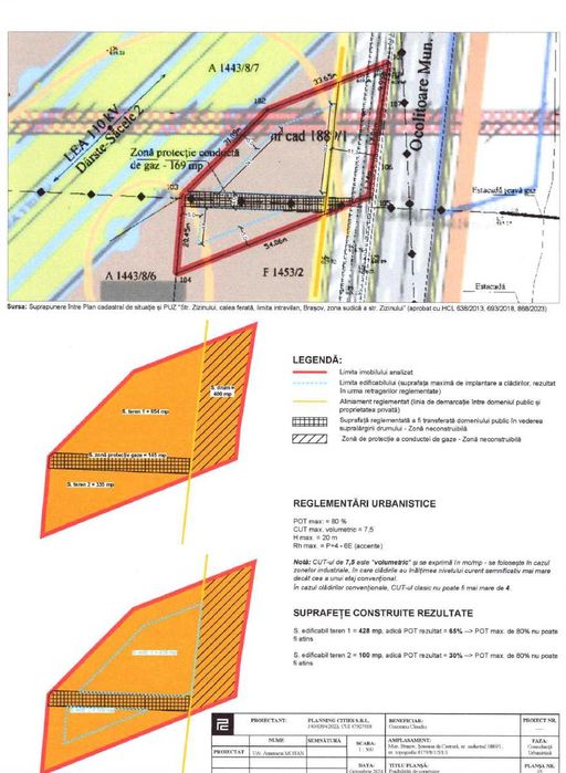 Teren intravilan 1534 mp –Centura Brașov– ieșire București– front 34 m