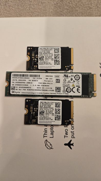 3x ssd m.2 NVMe 256 Gb (format 2242 si 22110)