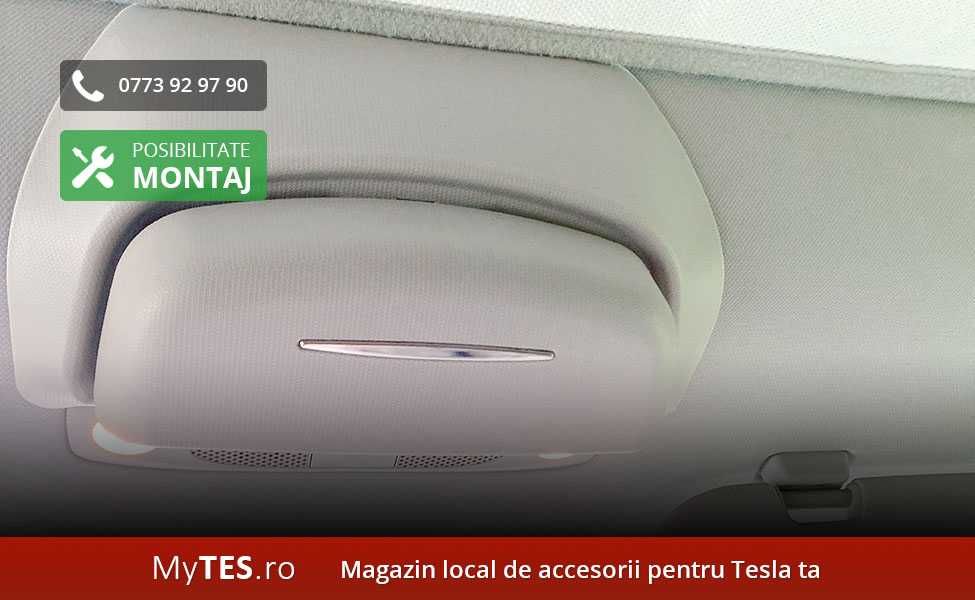 Suport ochelari alb fixare plafon (negru / alb) - Tesla Model 3 / Y
