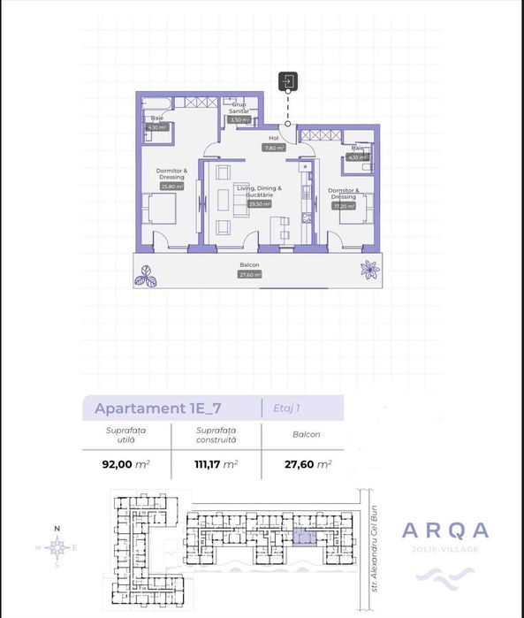 Direct proprietar Inchiriere Apart 3 Cam, 111 mp, Arqa Jolie Ville, Iancu Nicolae, NOU