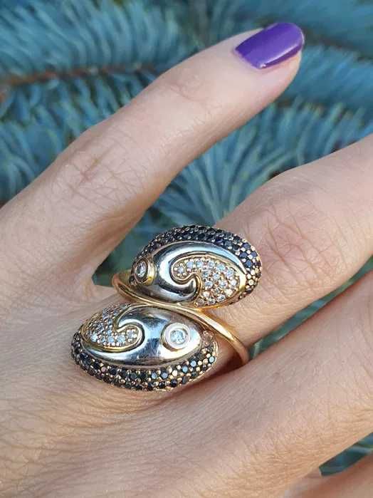Inel 18 kt cu Diamante naturale si negre
