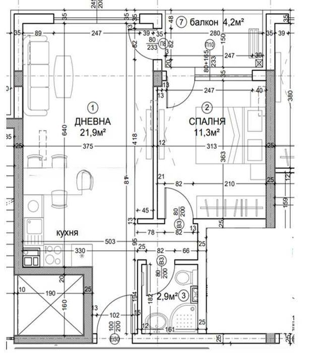 Двустаен апартамент в Дружба 2