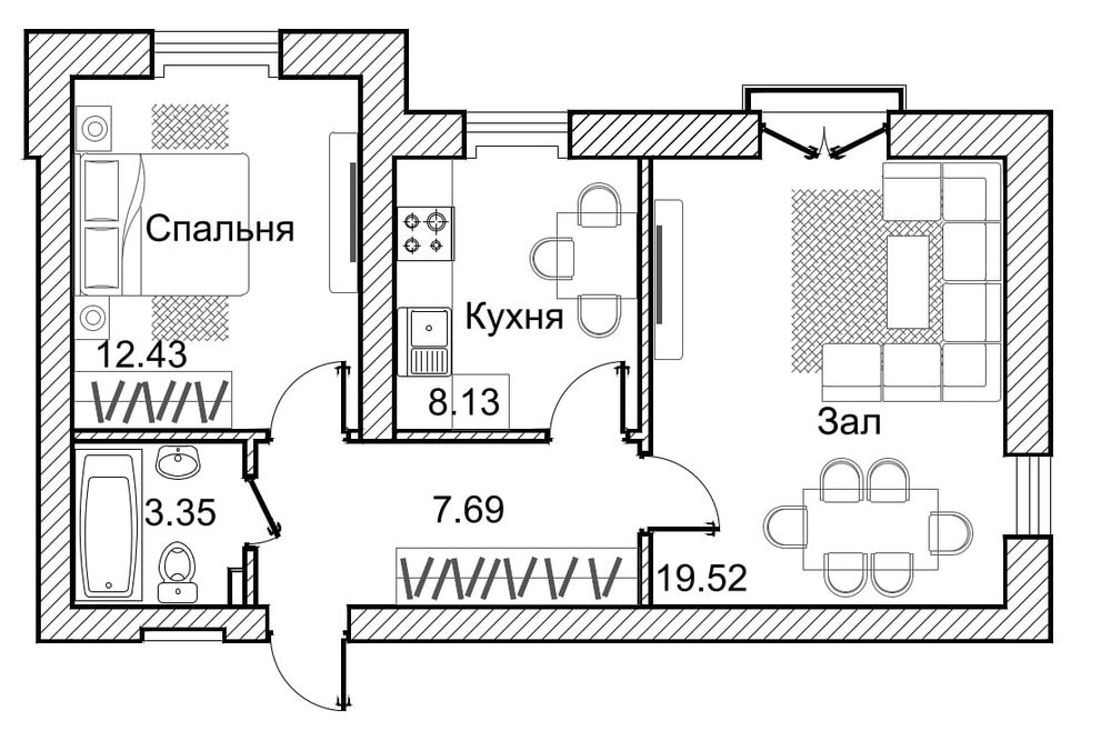 Сергели Хакимият Golden Haus 2 комнатная квартира